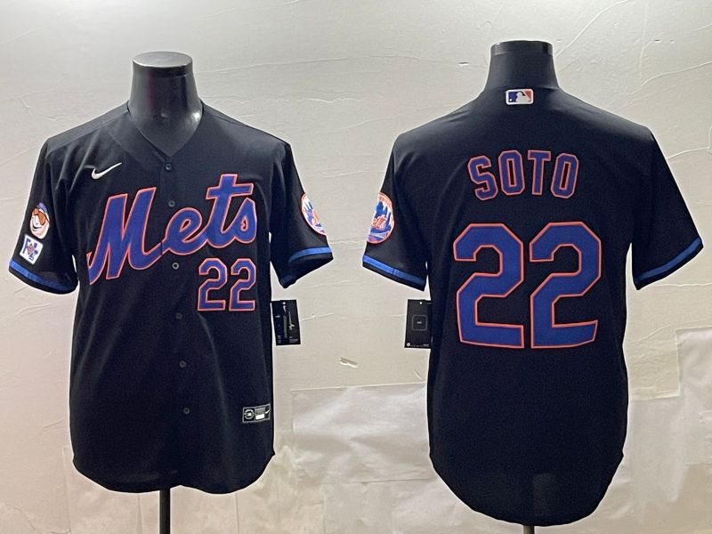 Men New York Mets #22 Soto Black Game 2025 Nike MLB Jersey style 2